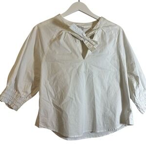 Evereve Bailey Poplin Tie Up Neck‎ Top, Size M